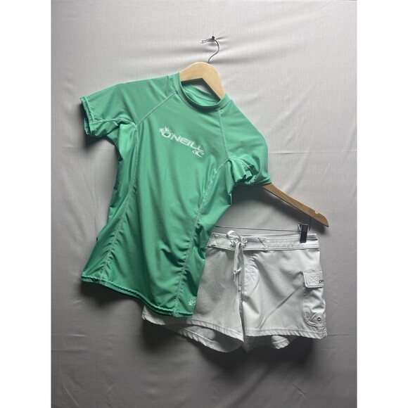 O’Neill Juniors M (7) 2 Piece Surf Beach Set Rash Guard Hyper freak Board Shorts - Picture 1 of 14